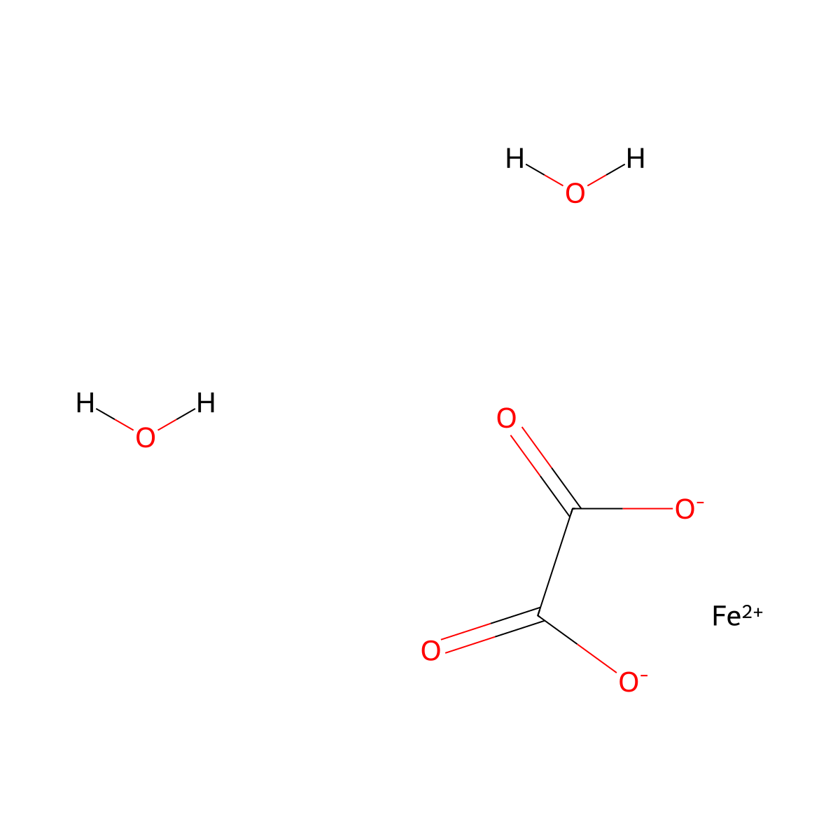 Ferrous oxalate dihydrate molecular structure, CAS 1047-25-2