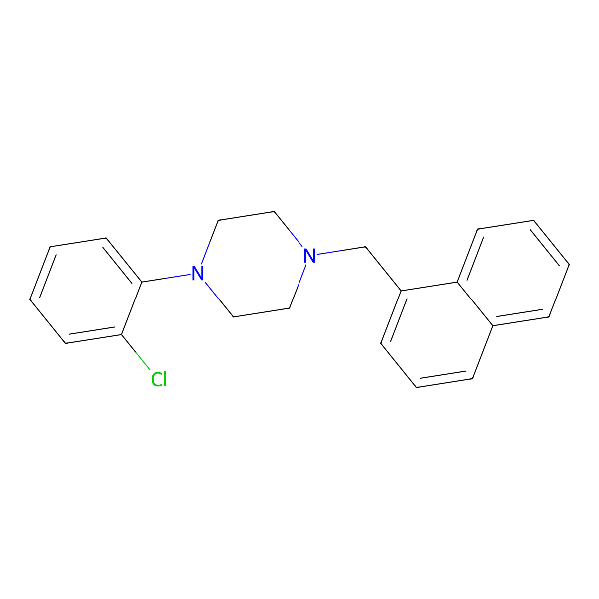 Piperazine, 1-(2-chlorophenyl)-4-(1-naphthalenylmethyl)- molecular structure, CAS 1047-35-4