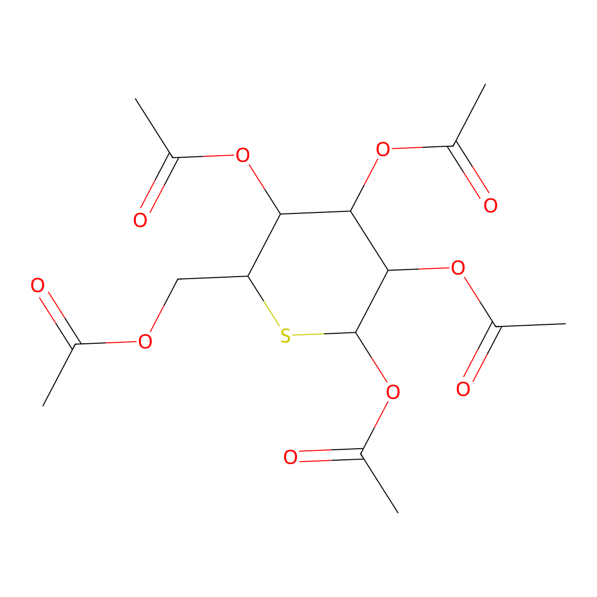 (3,4,5,6-Tetraacetyloxythian-2-yl)methyl acetate molecular structure, CAS 10470-80-1
