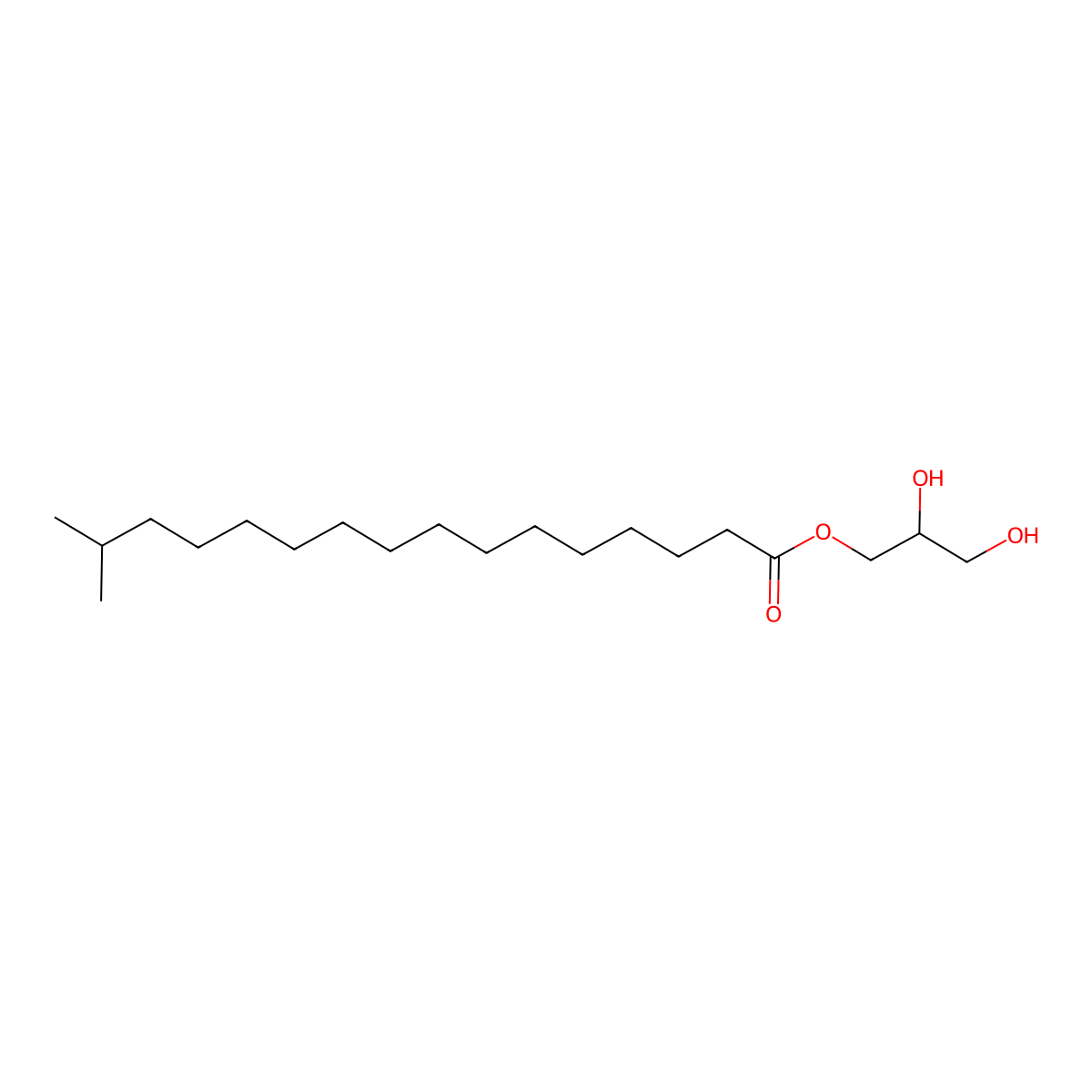 2,3-Dihydroxypropyl 15-methylhexadecanoate molecular structure, CAS 104700-86-9