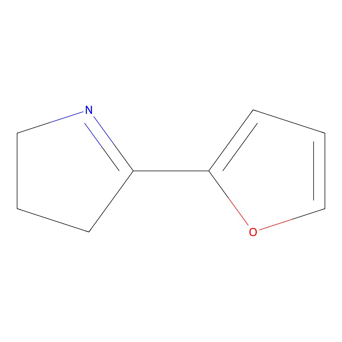 5-(furan-2-yl)-3,4-dihydro-2H-pyrrole molecular structure, CAS 104704-31-6