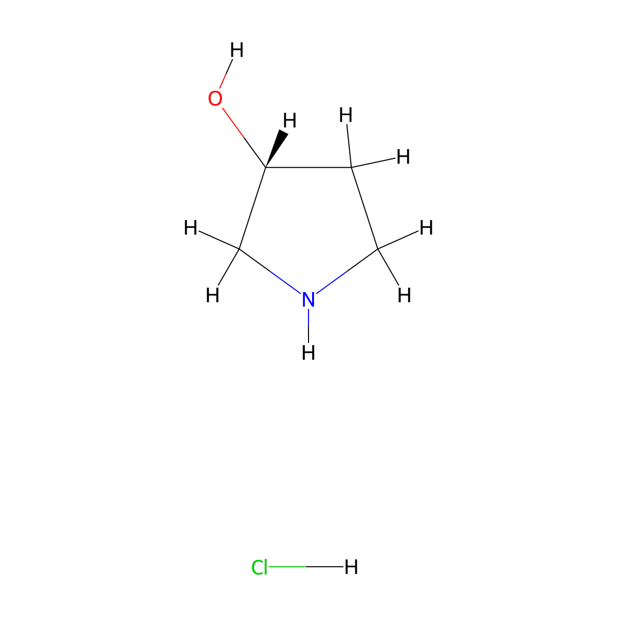 (3R)-pyrrolidin-3-ol hydrochloride molecular structure, CAS 104706-47-0