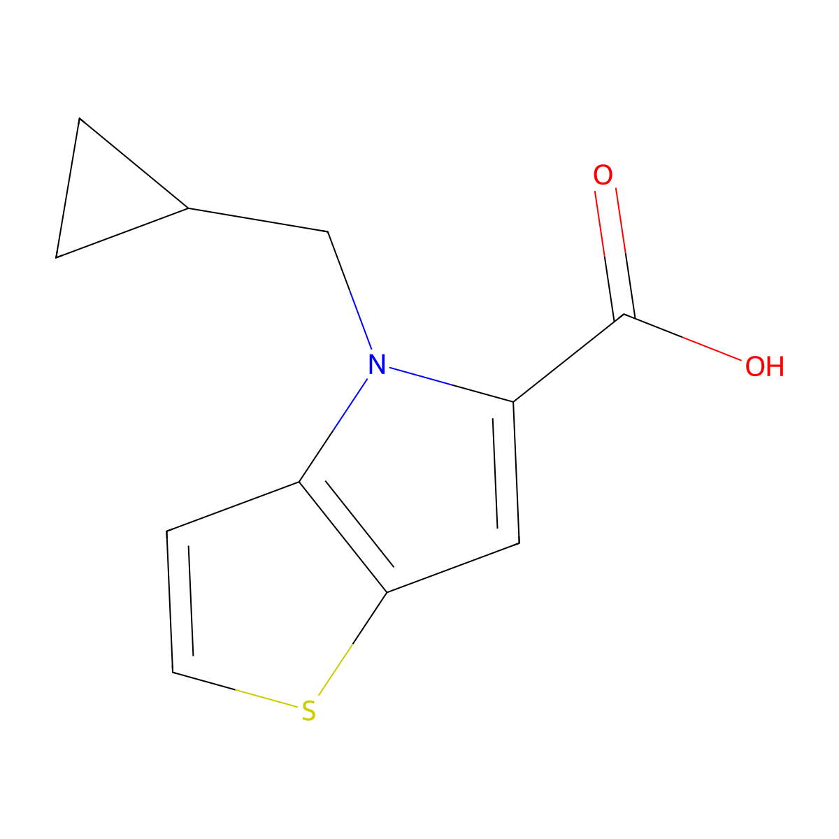 4-(cyclopropylmethyl)-4H-thieno[3,2-b]pyrrole-5-carboxylic acid molecular structure, CAS 1047076-60-7