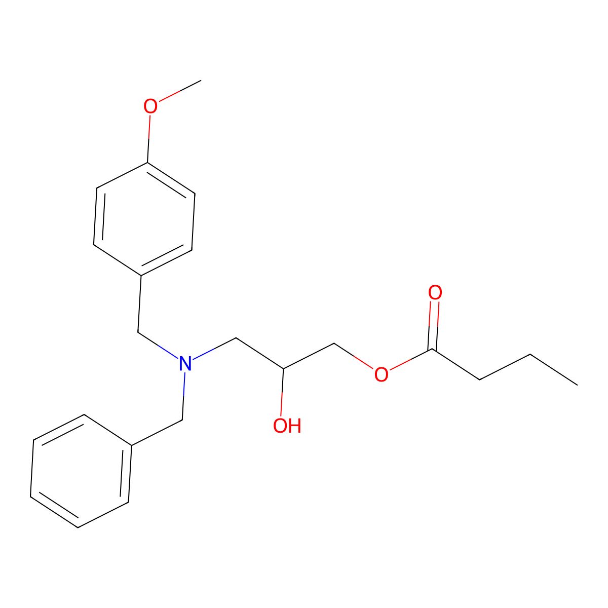 3-[Benzyl(4-methoxybenzyl)amino]-2-hydroxypropyl butyrate molecular structure, CAS 1047128-58-4