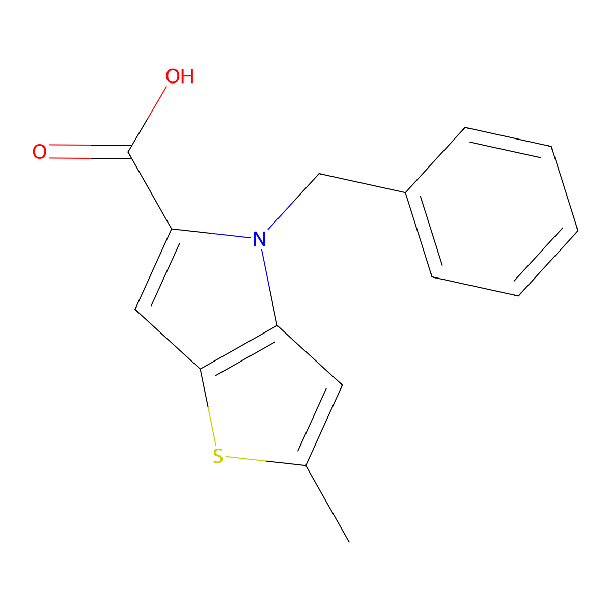 4-Benzyl-2-methyl-4H-thieno[3,2-b]pyrrole-5-carboxylic acid molecular structure, CAS 1047142-67-5