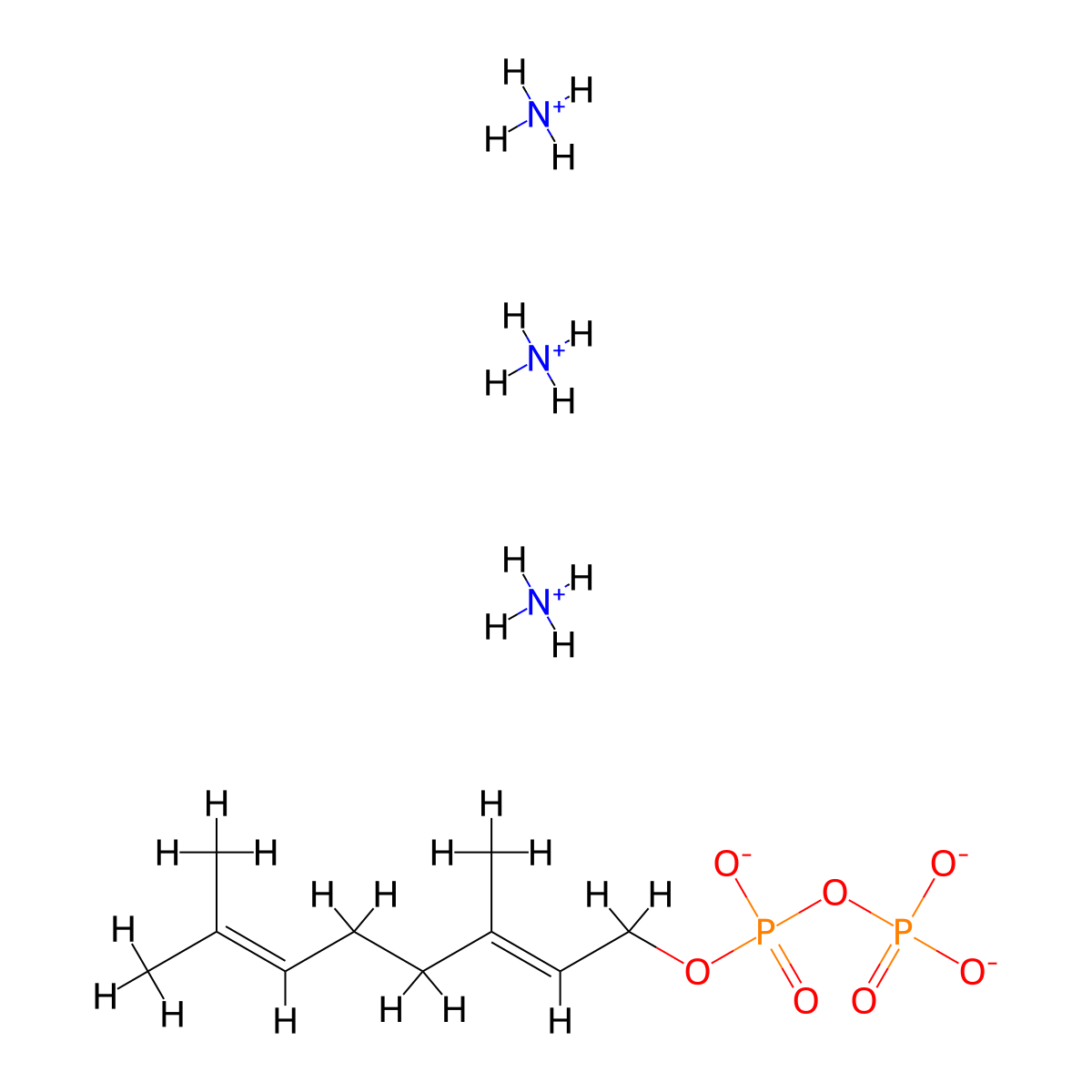 (2E)-3,7-Dimethylocta-2,6-dien-1-yl trihydrogen diphosphate--ammonia (1/3) molecular structure, CAS 104715-14-2