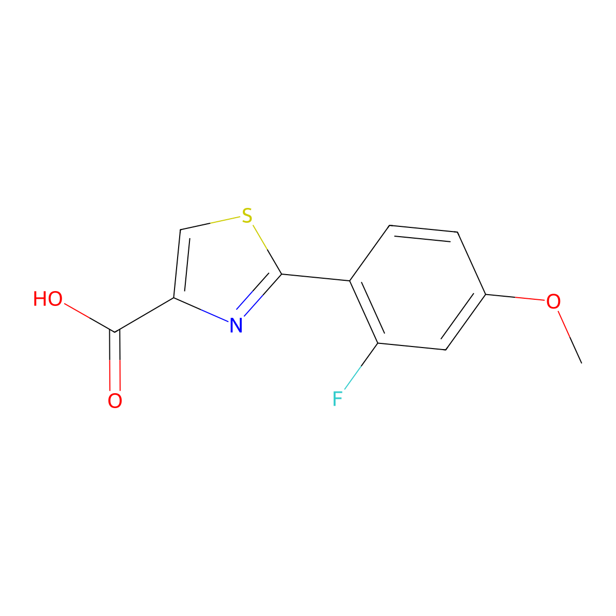 2-(2-Fluoro-4-methoxyphenyl)-1,3-thiazole-4-carboxylic acid molecular structure, CAS 1047193-97-4