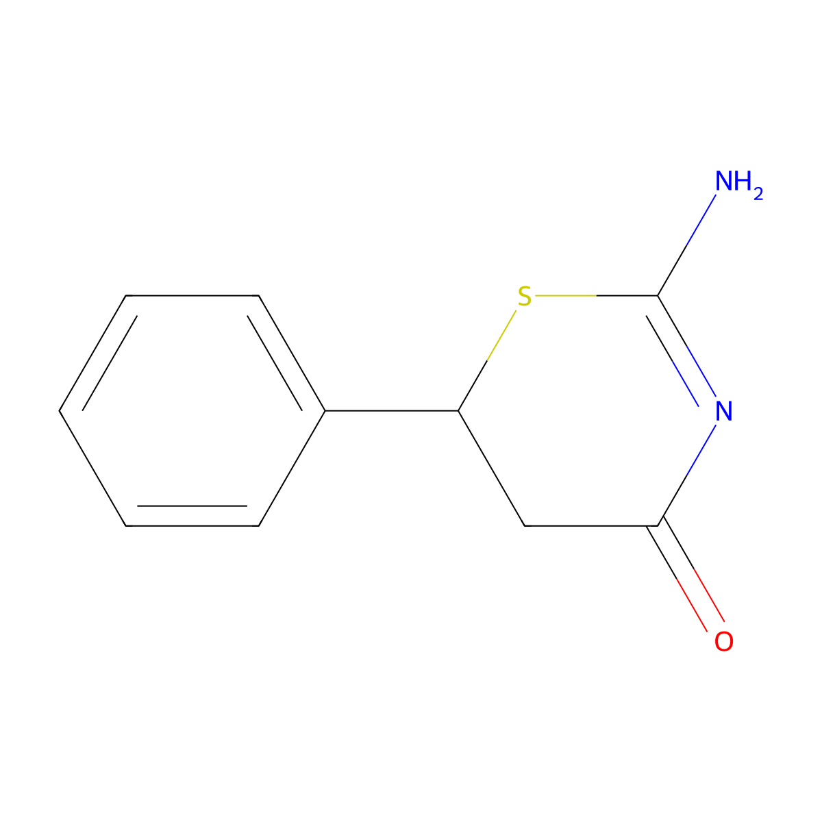 2-amino-6-phenyl-5,6-dihydro-4H-1,3-thiazin-4-one molecular structure, CAS 104721-23-5