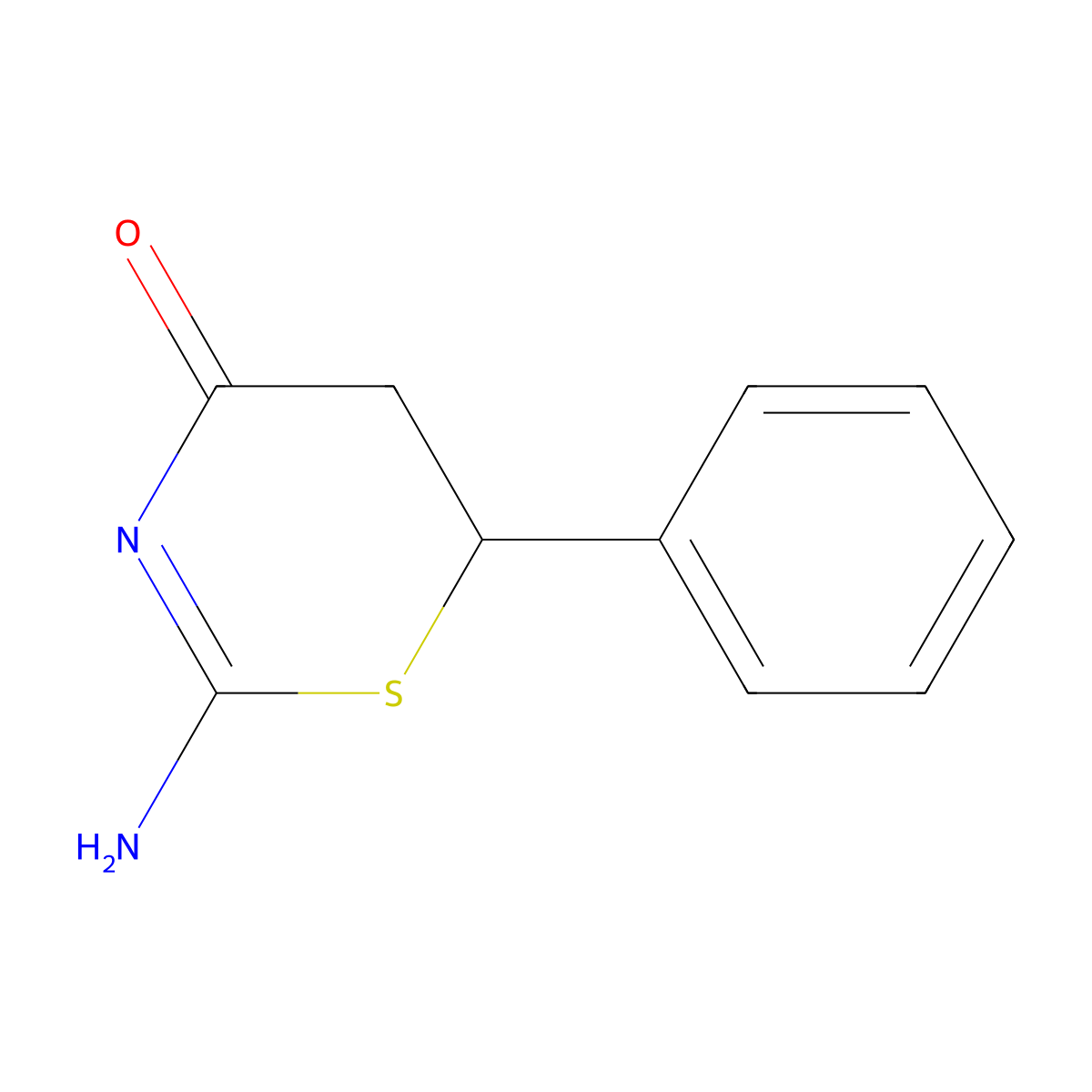 2-amino-6-phenyl-5,6-dihydro-4H-1,3-thiazin-4-one molecular structure, CAS 104721-23-5