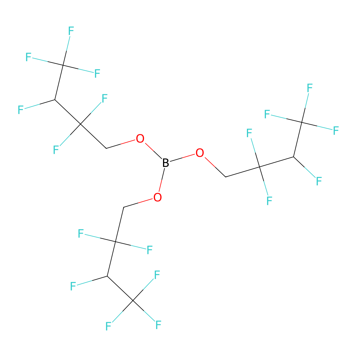 Tris(2,2,3,4,4,4-hexafluorobutyl) borate molecular structure, CAS 104725-01-1