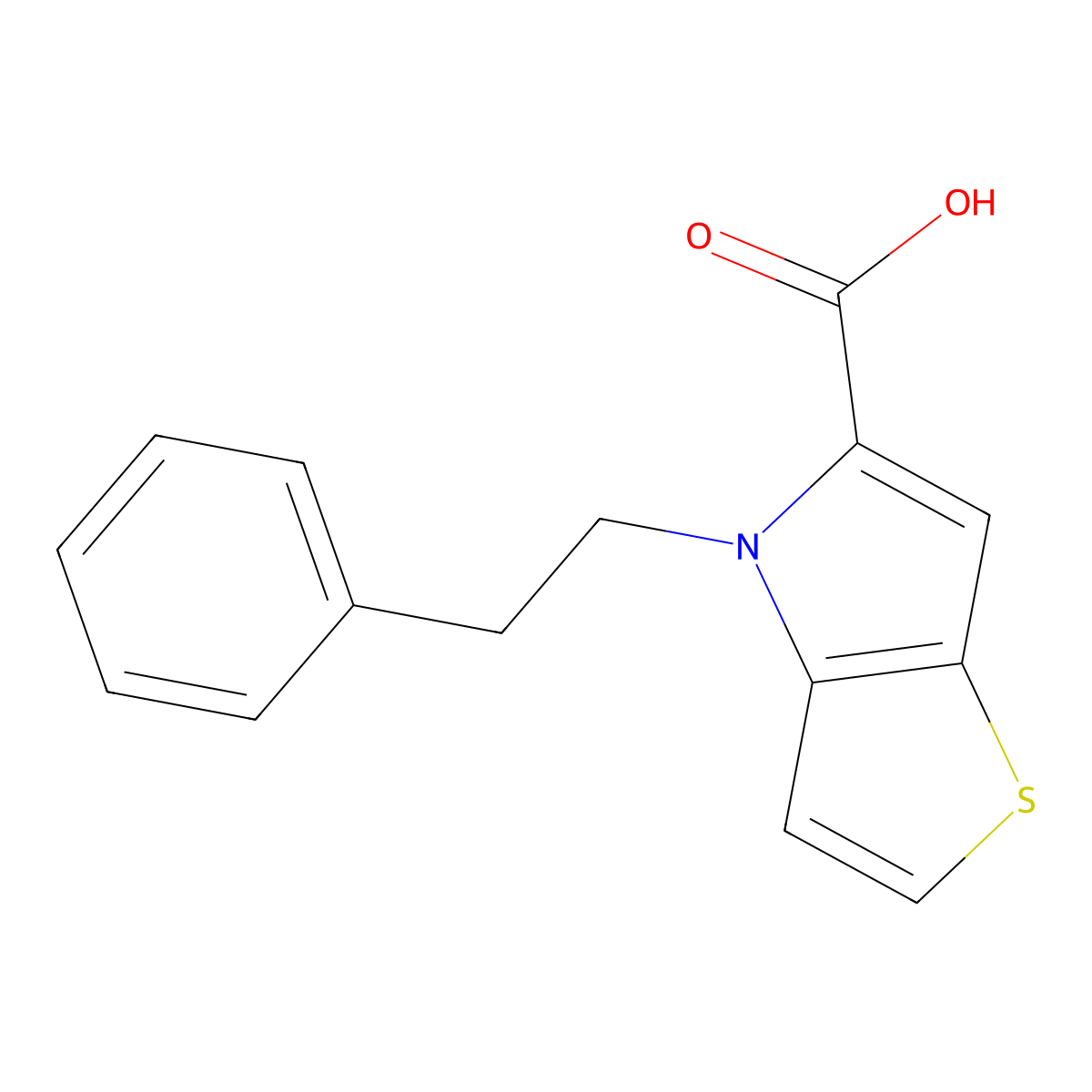 4-(2-phenylethyl)-4H-thieno[3,2-b]pyrrole-5-carboxylic acid molecular structure, CAS 1047321-71-0