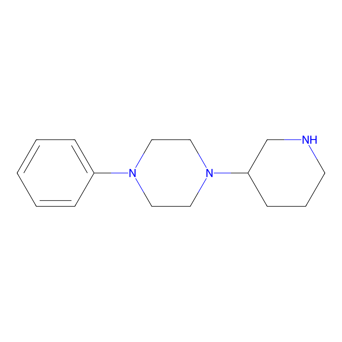 1-Phenyl-4-(piperidin-3-yl)piperazine molecular structure, CAS 1047327-51-4