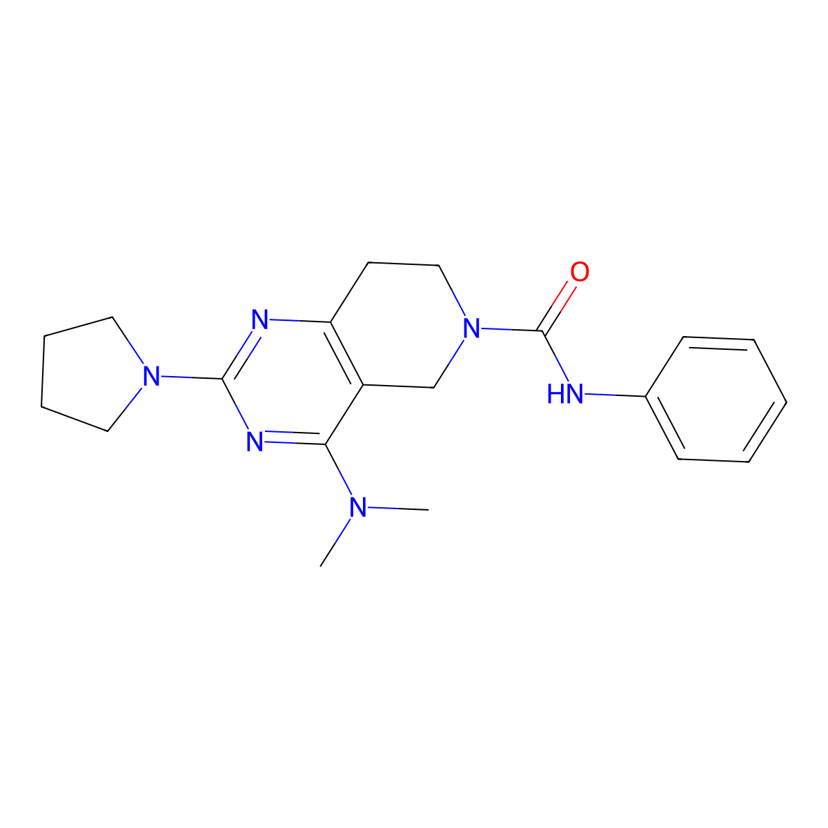 4-(Dimethylamino)-N-phenyl-2-(pyrrolidin-1-yl)-7,8-dihydropyrido[4,3-d]pyrimidine-6(5H)-carboxamide molecular structure, CAS 1047333-42-5