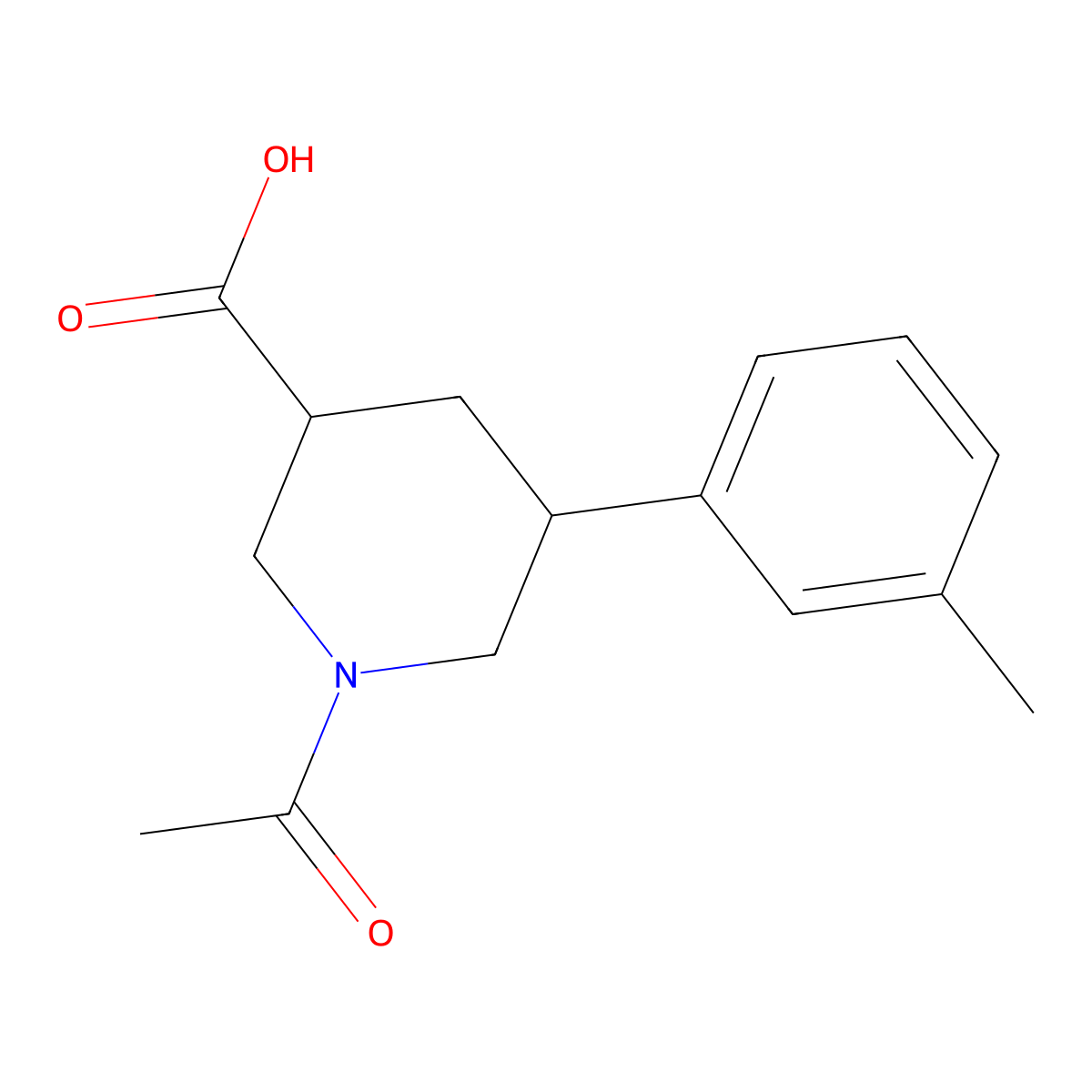 1-Acetyl-5-(3-methylphenyl)piperidine-3-carboxylic acid molecular structure, CAS 1047335-72-7