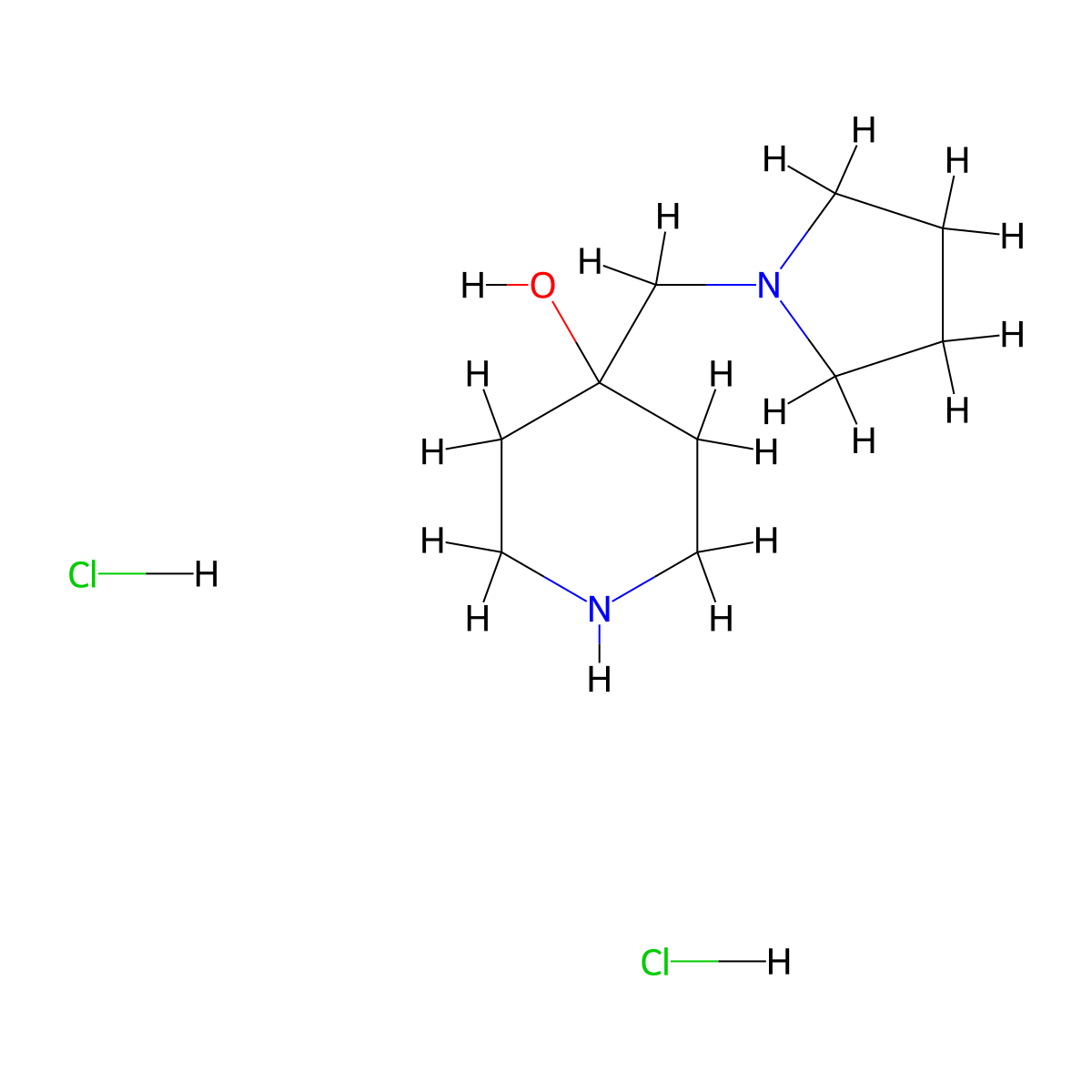 4-(Pyrrolidin-1-ylmethyl)piperidin-4-ol dihydrochloride molecular structure, CAS 1047405-75-3