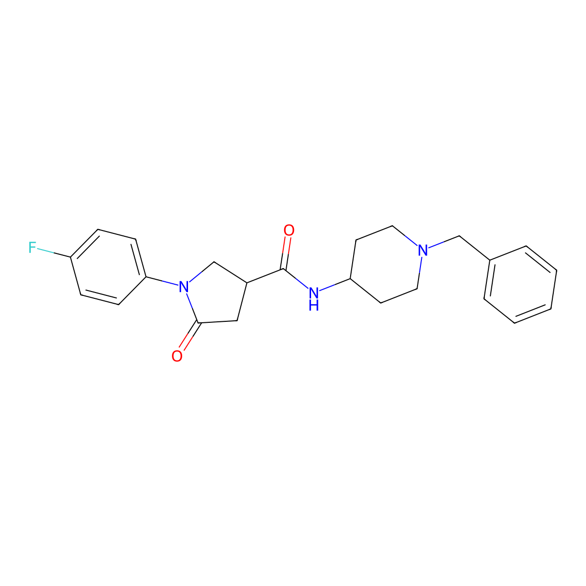 N-(1-benzylpiperidin-4-yl)-1-(4-fluorophenyl)-5-oxopyrrolidine-3-carboxamide molecular structure, CAS 1047410-57-0
