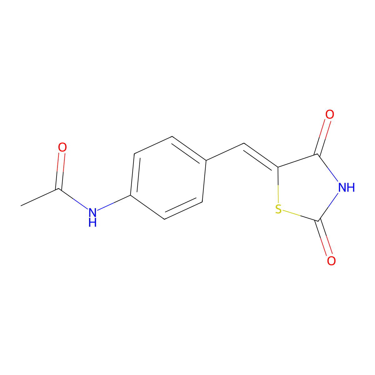 Acetamide, N-[4-[(2,4-dioxo-5-thiazolidinylidene)methyl]phenyl]- molecular structure, CAS 104742-64-5