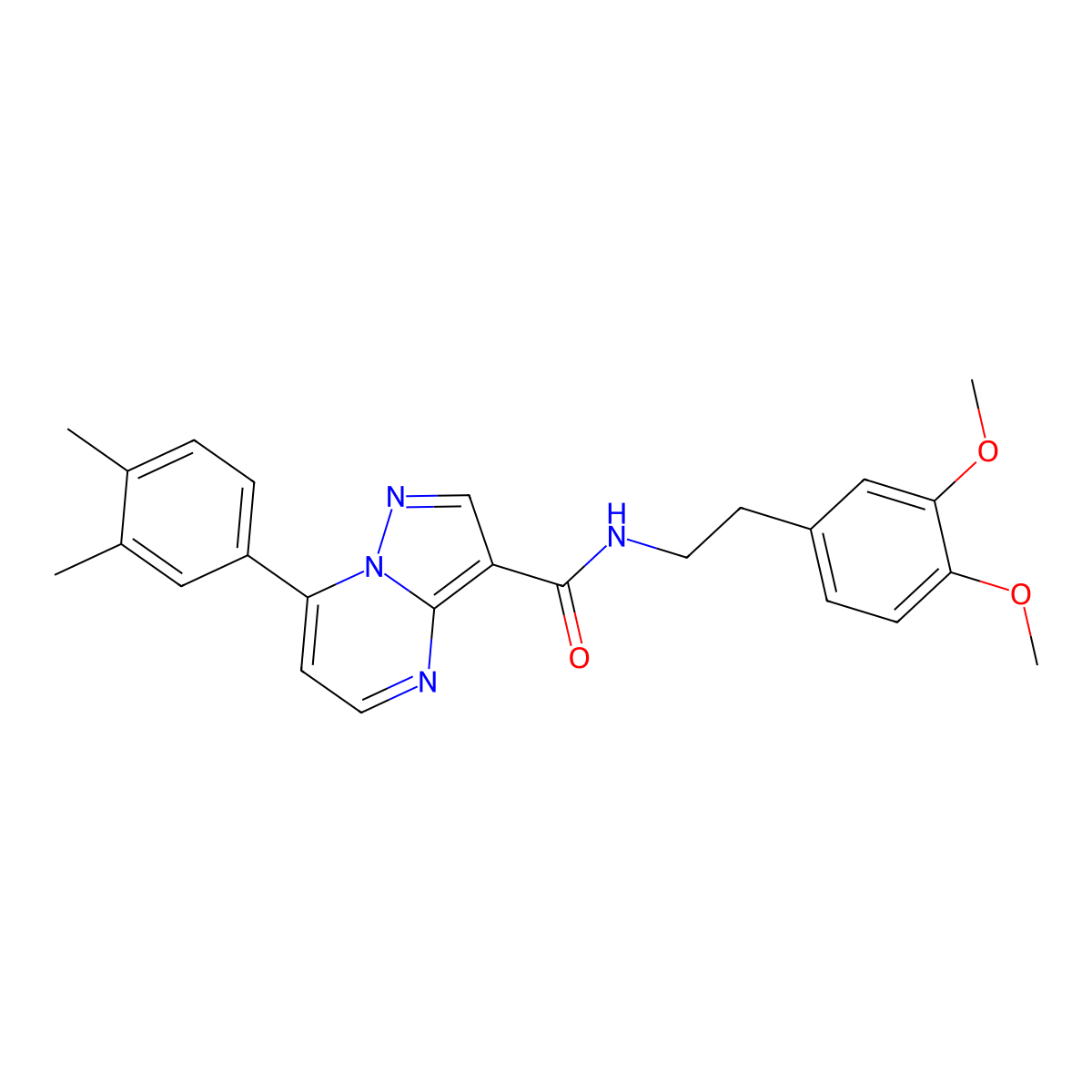 N-[2-(3,4-dimethoxyphenyl)ethyl]-7-(3,4-dimethylphenyl)pyrazolo[1,5-a]pyrimidine-3-carboxamide molecular structure, CAS 1047422-43-4