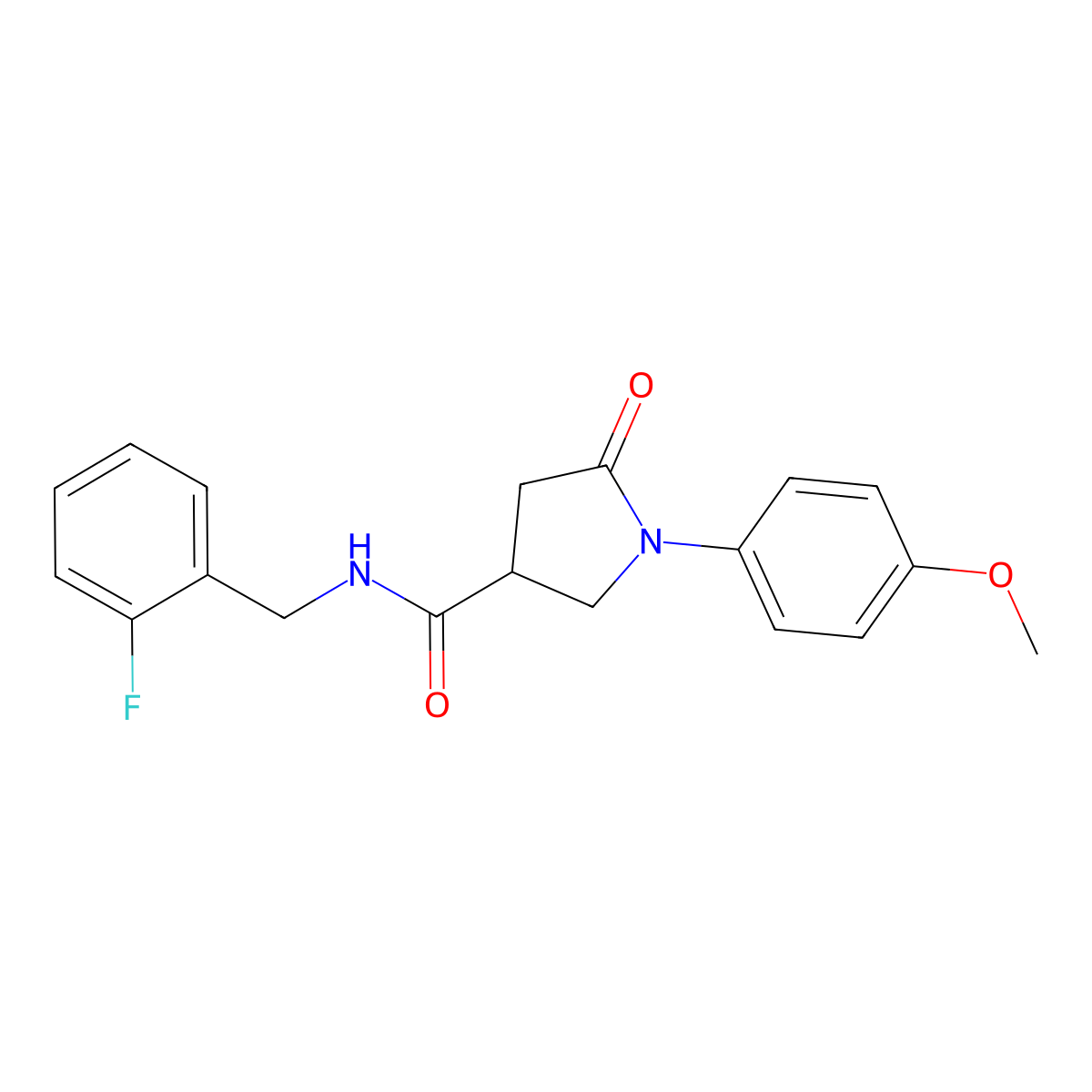 N-[(2-fluorophenyl)methyl]-1-(4-methoxyphenyl)-5-oxopyrrolidine-3-carboxamide molecular structure, CAS 1047425-70-6