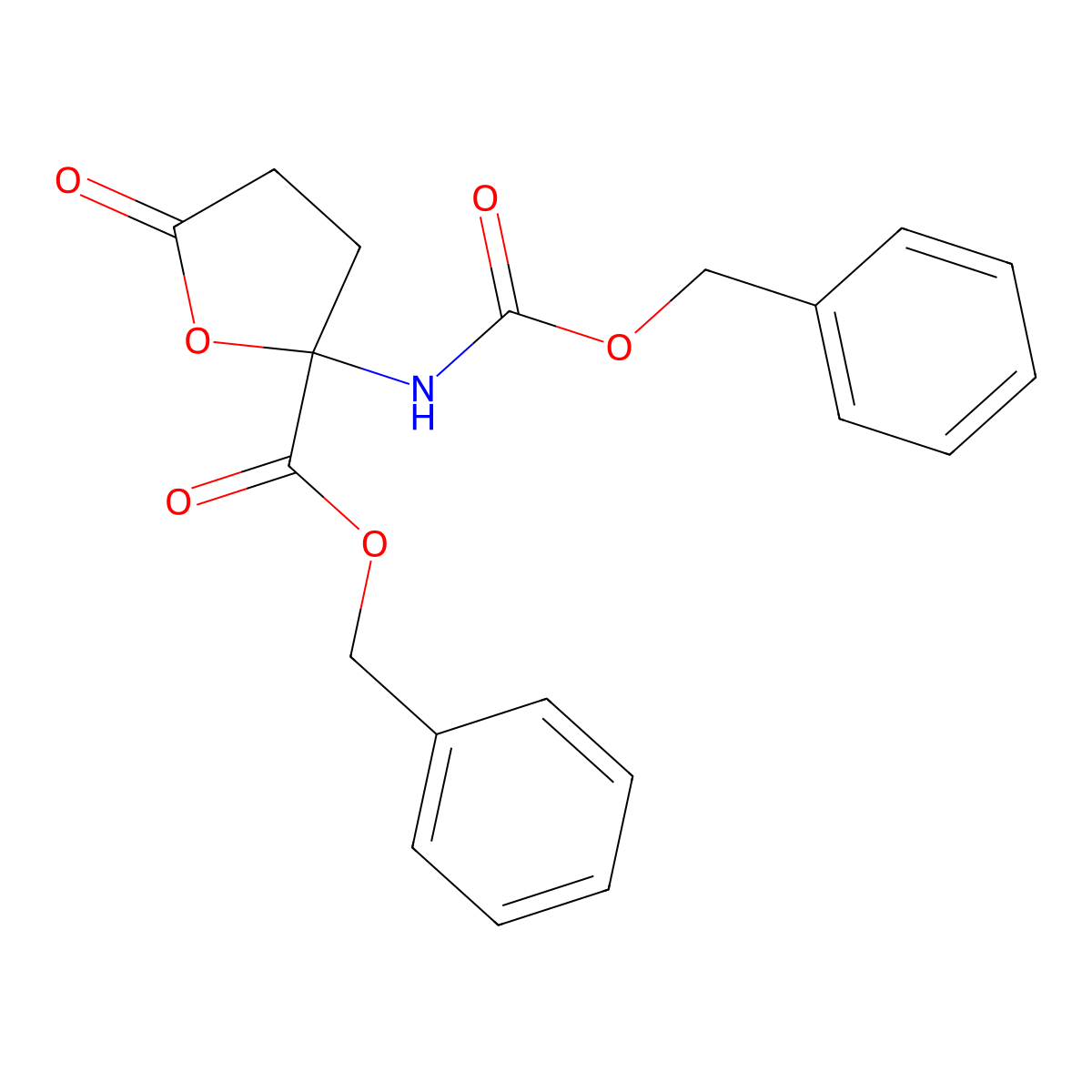Benzyl 5-oxo-2-(phenylmethoxycarbonylamino)oxolane-2-carboxylate molecular structure, CAS 104754-52-1