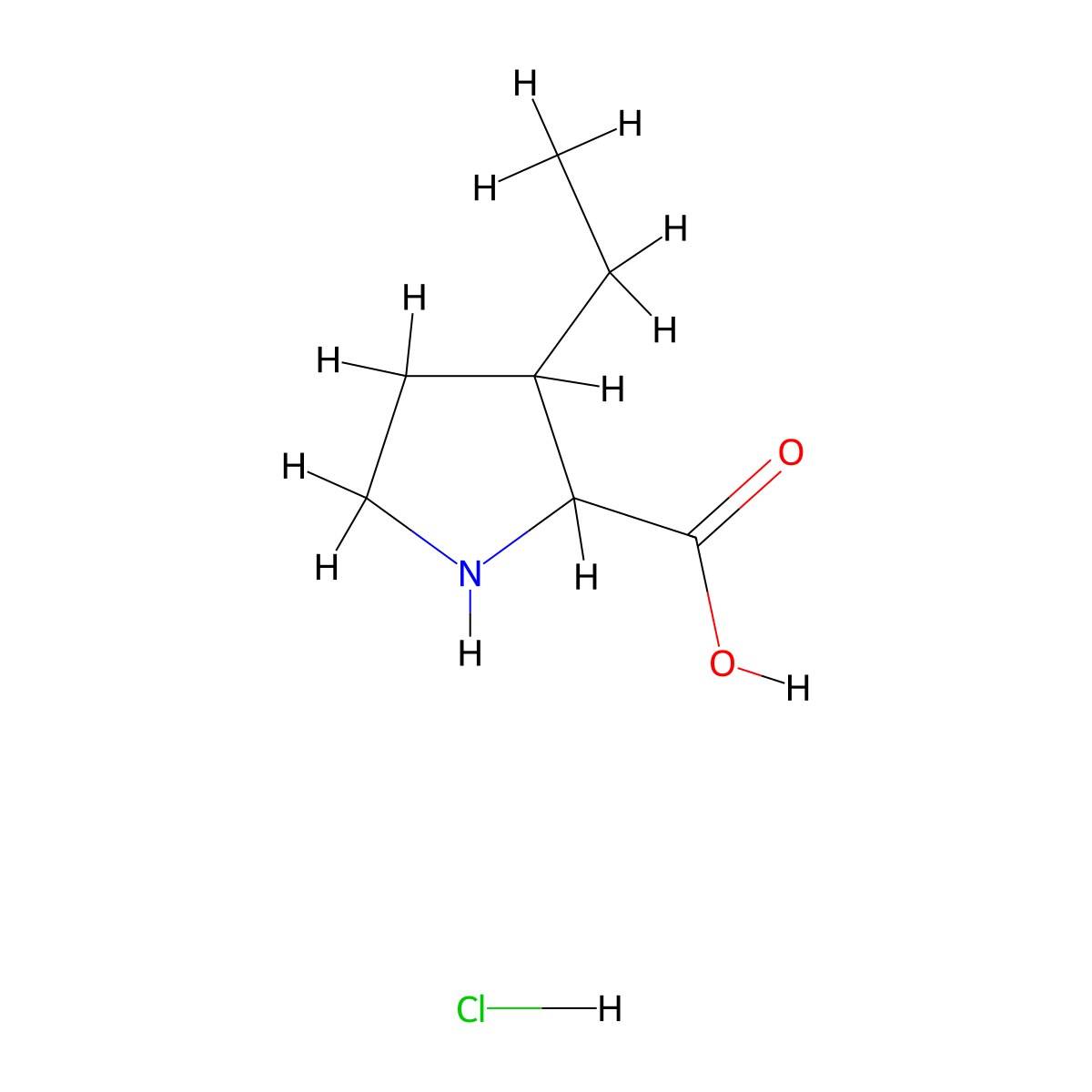 3-Ethylpyrrolidine-2-carboxylic acid hydrochloride molecular structure, CAS 104757-47-3