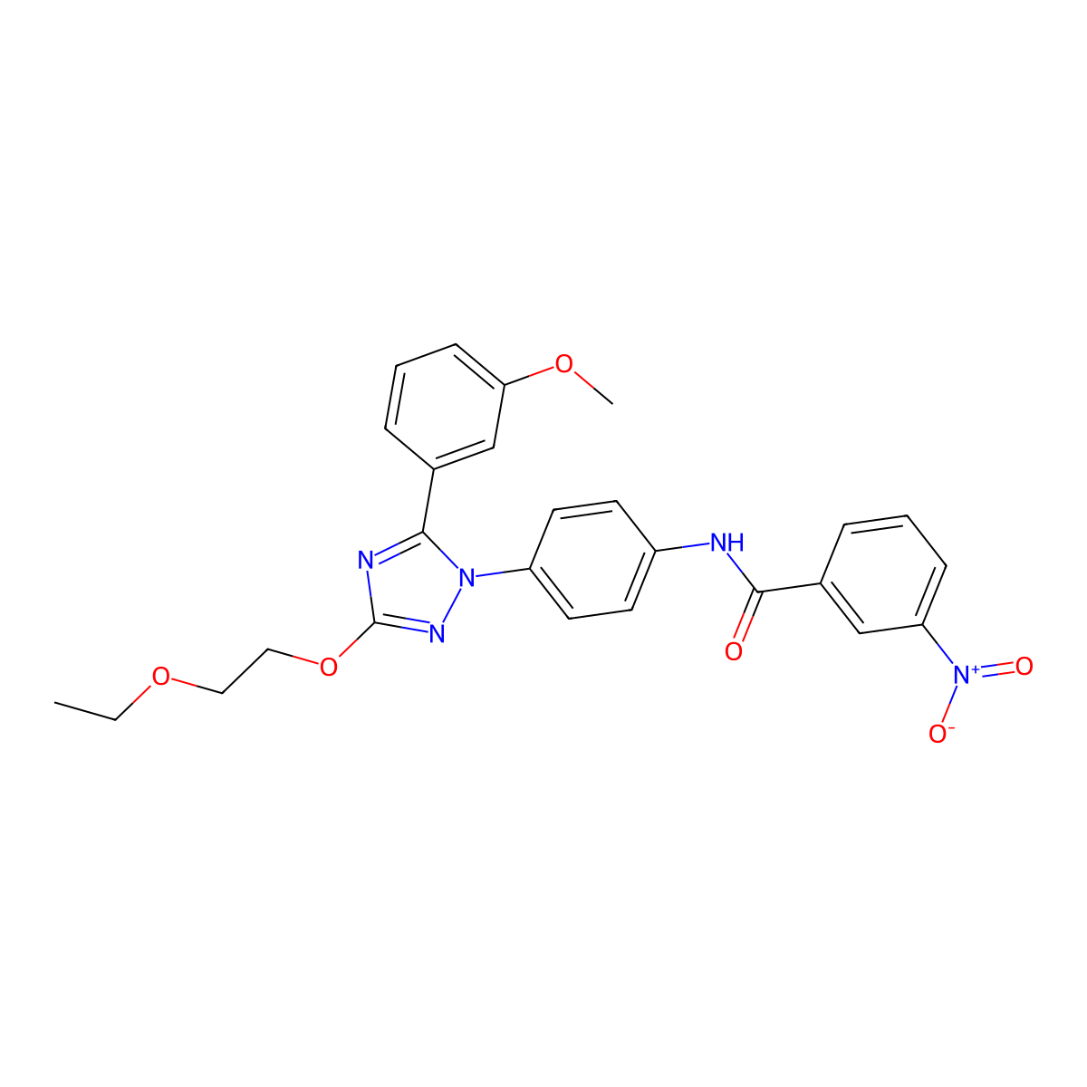 N-(4-(3-(2-Ethoxyethoxy)-5-(3-methoxyphenyl)-1H-1,2,4-triazol-1-yl)phenyl)-3-nitrobenzamide molecular structure, CAS 1047578-58-4