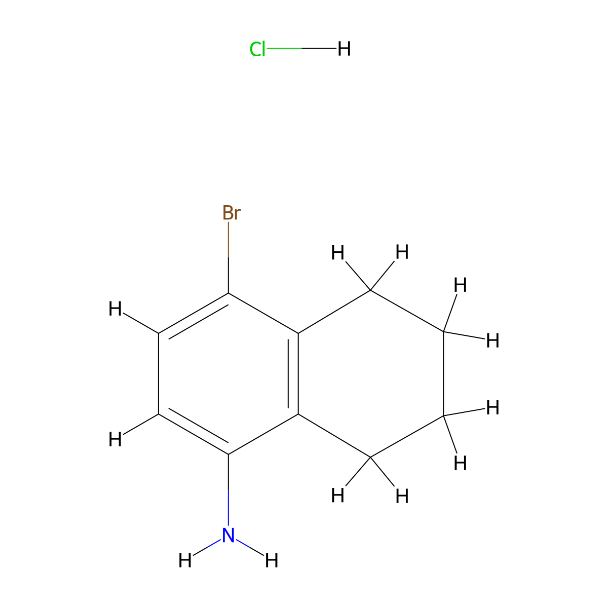 4-bromo-5,6,7,8-tetrahydronaphthalen-1-amine Hydrochloride molecular structure, CAS 104761-46-8
