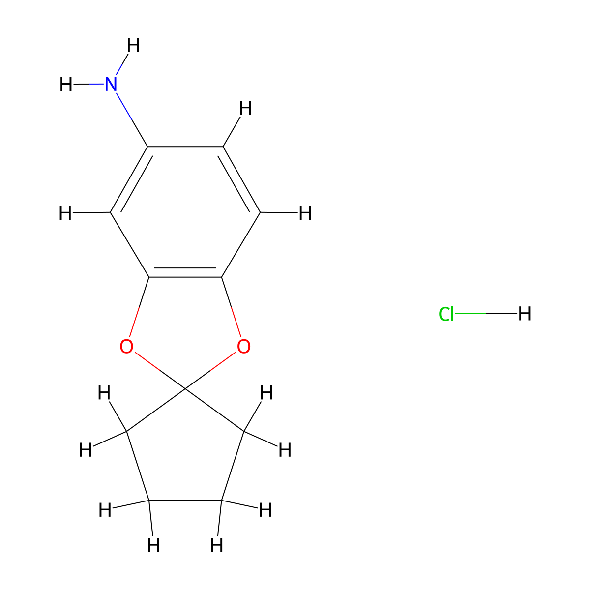 5-Aminospiro[1,3-benzodioxole-2,1'-cyclopentane] hydrochloride molecular structure, CAS 1047620-37-0