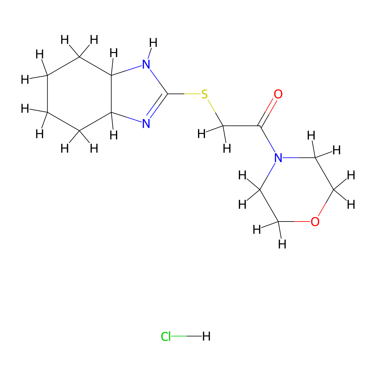 2-[(3a,4,5,6,7,7a-Hexahydro-1H-benzimidazol-2-yl)thio]-1-(4-morpholinyl)-ethanone Hydrochloride molecular structure, CAS 1047620-45-0