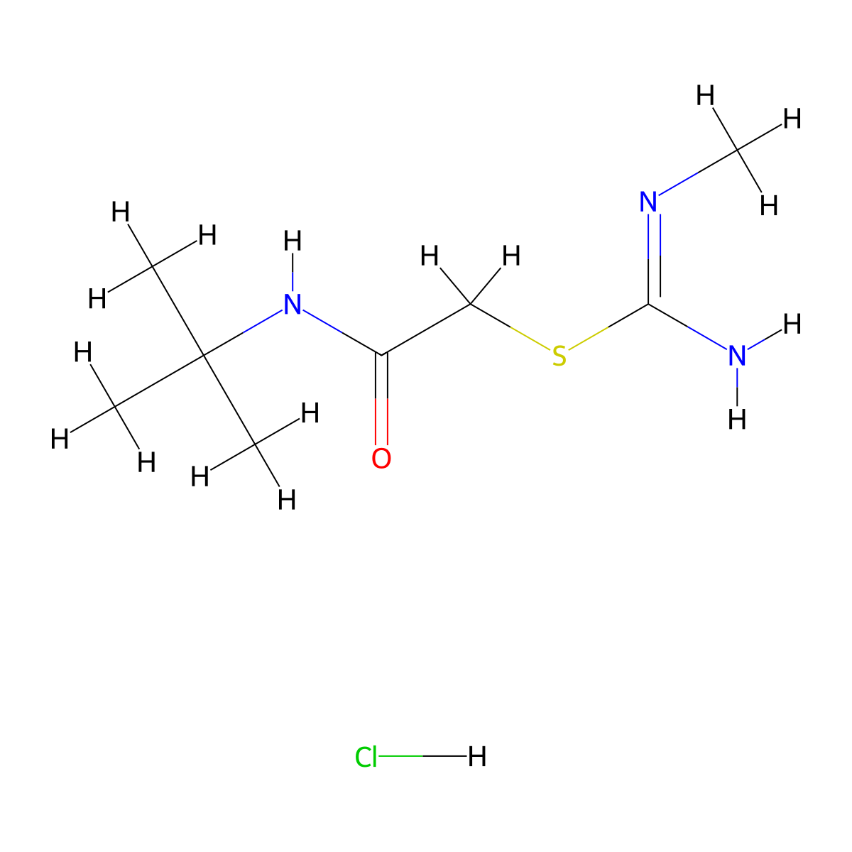 2-(tert-butylamino)-2-oxoethyl N-methylimidothiocarbamate hydrochloride molecular structure, CAS 1047620-47-2