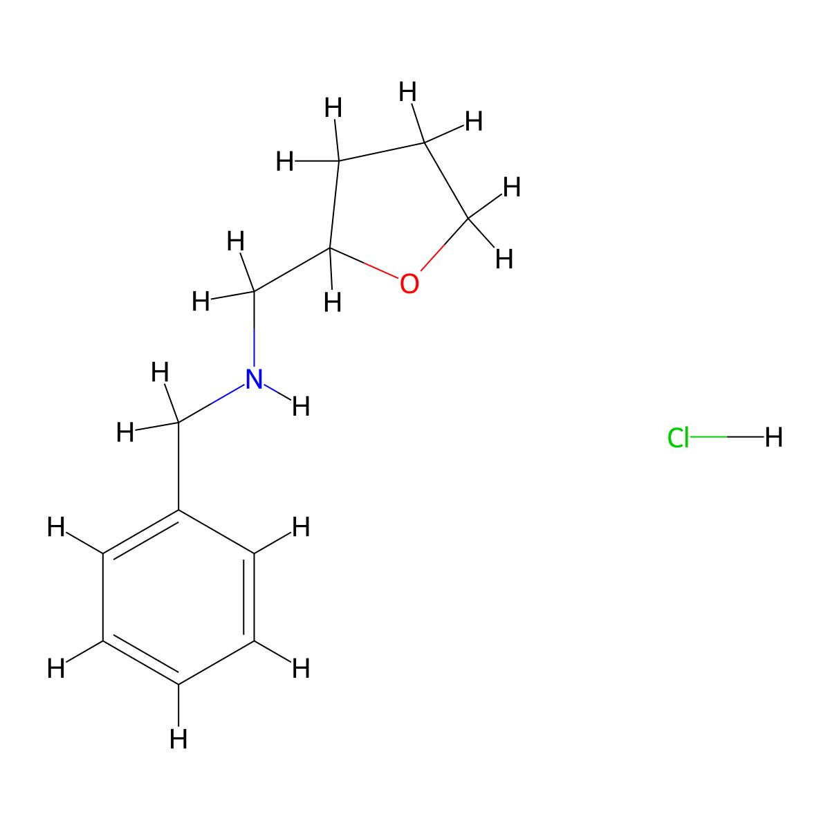 1-Phenyl-N-(tetrahydro-2-furanylmethyl)methanamine hydrochloride molecular structure, CAS 1047620-53-0