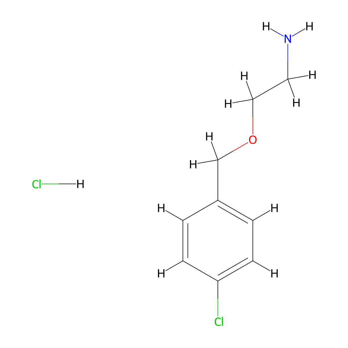 2-[(4-Chlorophenyl)methoxy]ethan-1-amine hydrochloride molecular structure, CAS 1047620-66-5