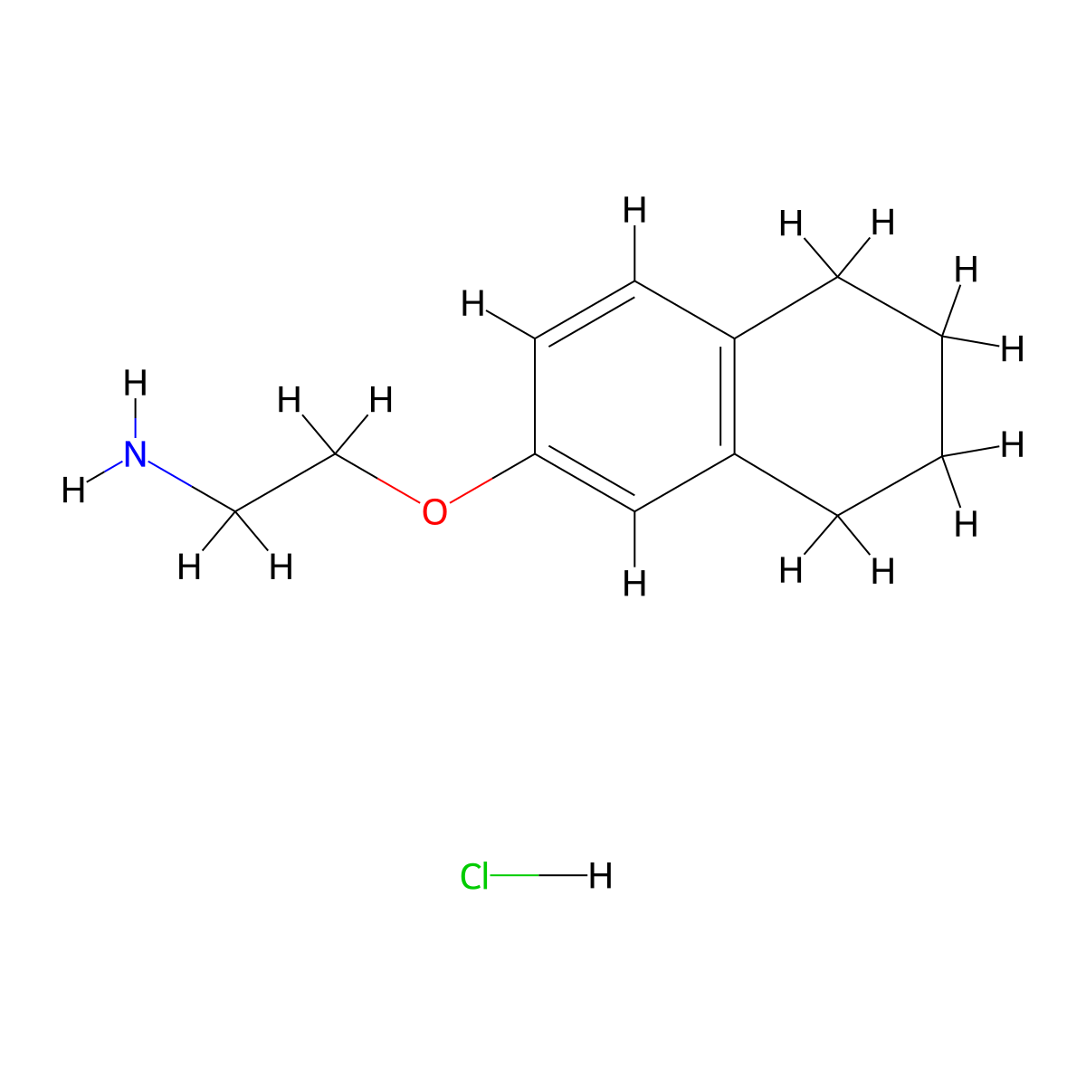 2-((5,6,7,8-Tetrahydronaphthalen-2-yl)oxy)ethanamine hydrochloride molecular structure, CAS 1047620-70-1