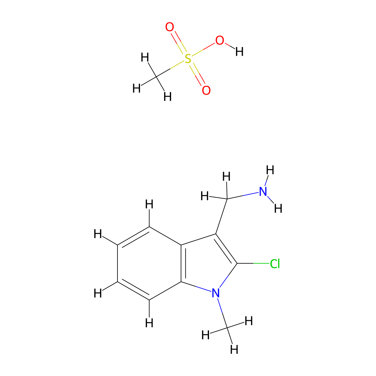 [(2-Chloro-1-methyl-1H-indol-3-yl)methyl]-amine methanesulfonate molecular structure, CAS 1047620-83-6