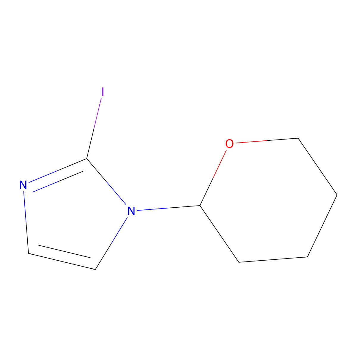 2-Iodo-1-(tetrahydro-2H-pyran-2-YL)-1H-imidazole molecular structure, CAS 1047626-77-6