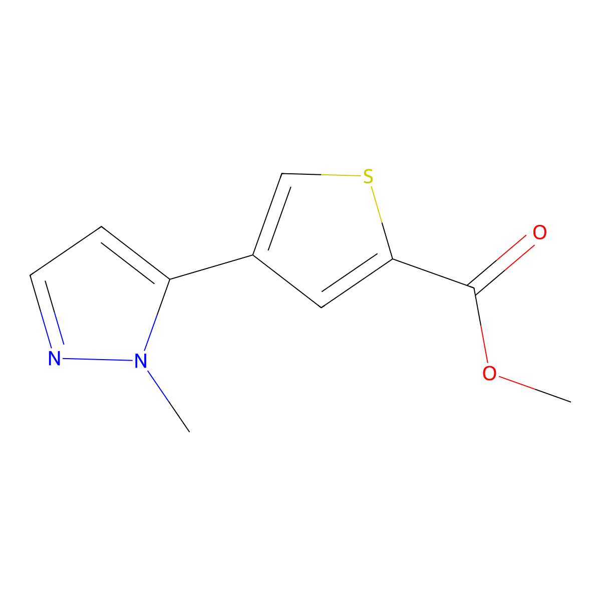 Methyl 4-(1-methyl-1H-pyrazol-5-yl)thiophene-2-carboxylate molecular structure, CAS 1047629-03-7