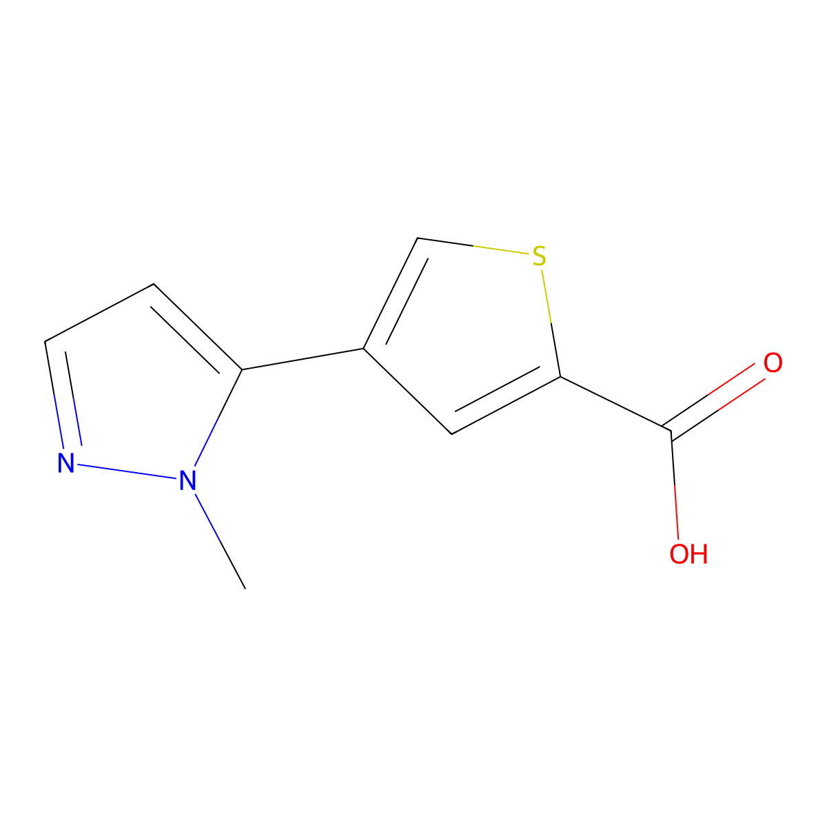 4-(1-methyl-1H-pyrazol-5-yl)-2-thiophenecarboxylic Acid molecular structure, CAS 1047629-30-0
