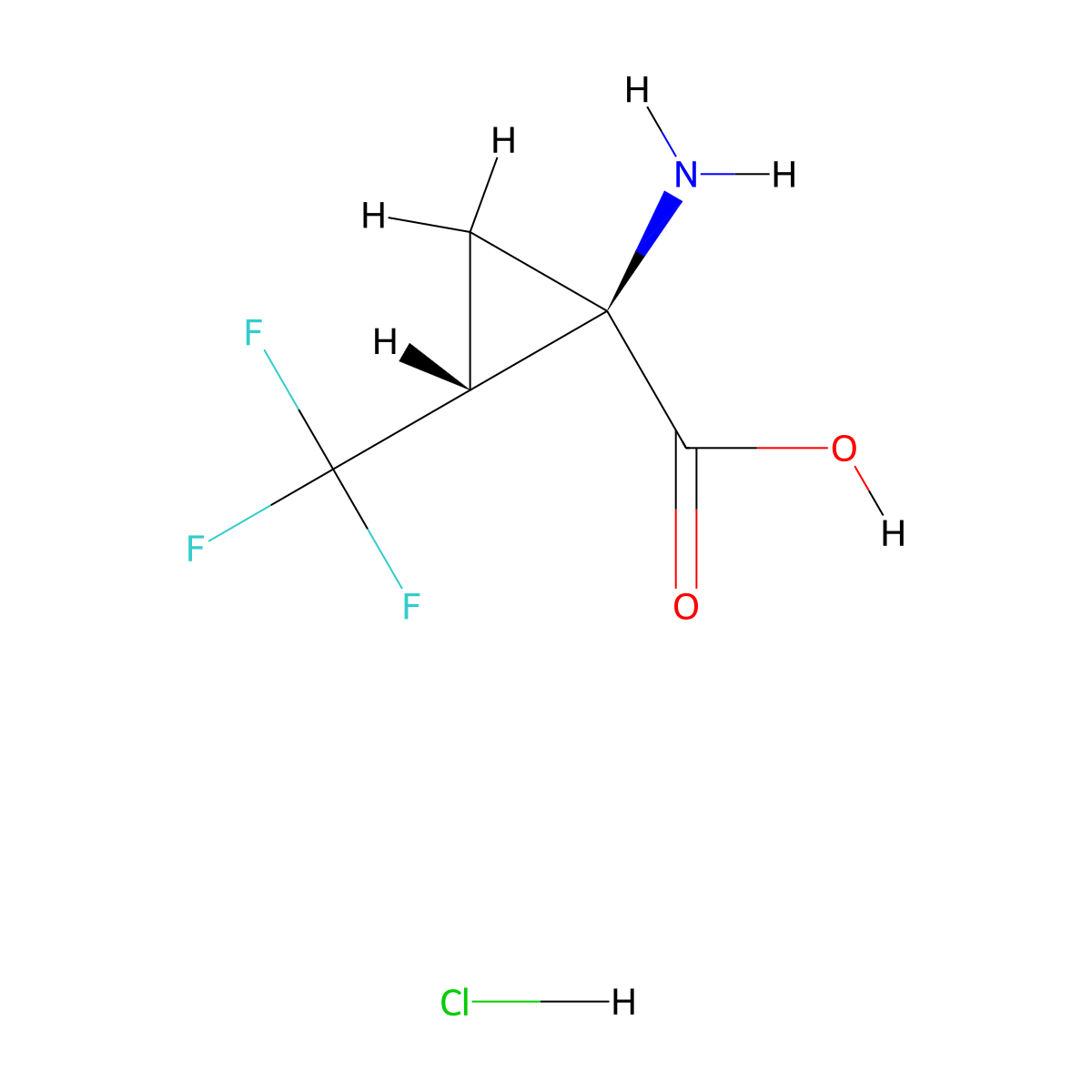 rac-(1R,2R)-1-amino-2-(trifluoromethyl)cyclopropane-1-carboxylic acid hydrochloride molecular structure, CAS 1047631-90-2