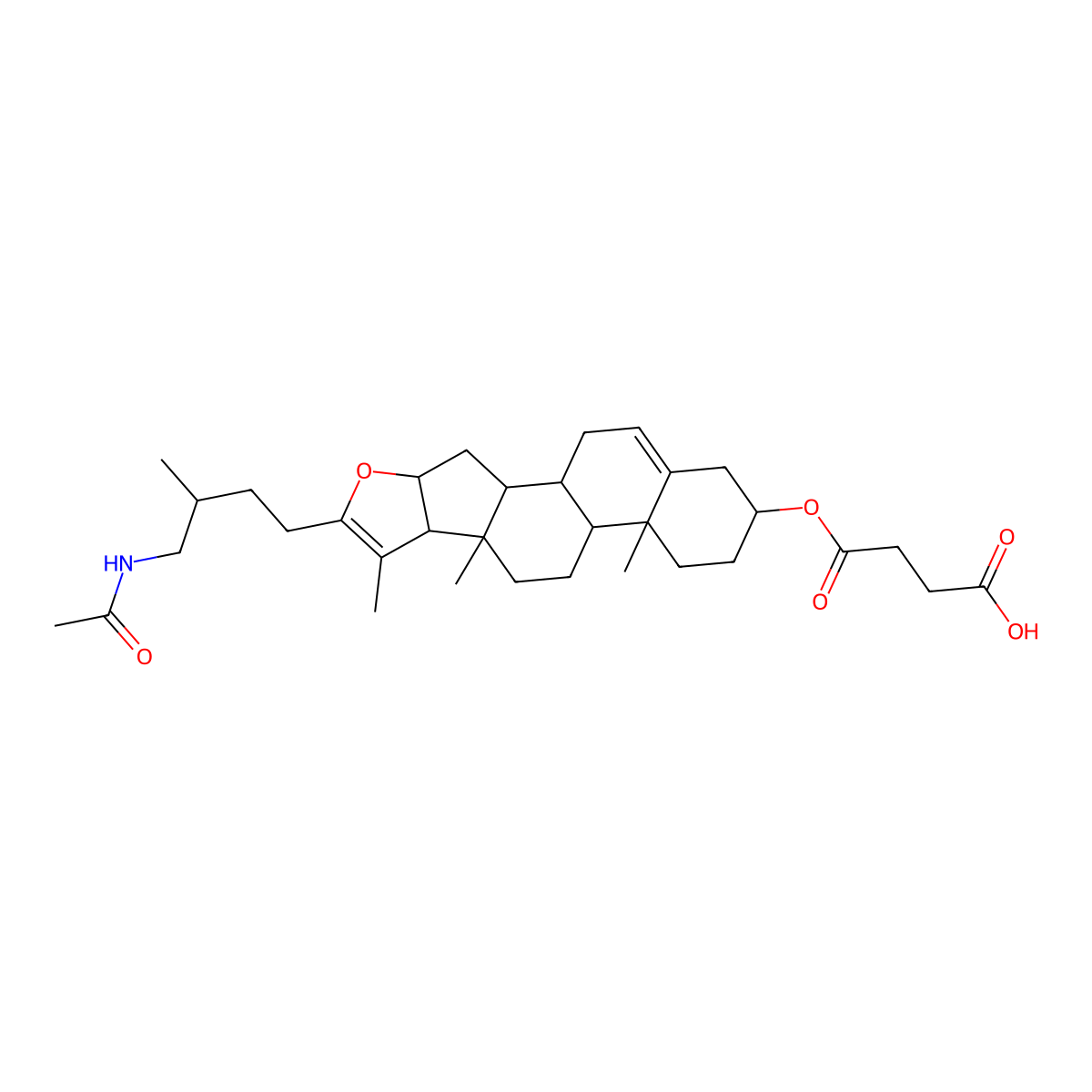 4-[[(1S,2S,4S,8S,9S,12S,13R,16R)-6-[(3S)-4-acetamido-3-methylbutyl]-7,9,13-trimethyl-5-oxapentacyclo[10.8.0.02,9.04,8.013,18]icosa-6,18-dien-16-yl]oxy]-4-oxobutanoic acid molecular structure, CAS 1047640-57-2