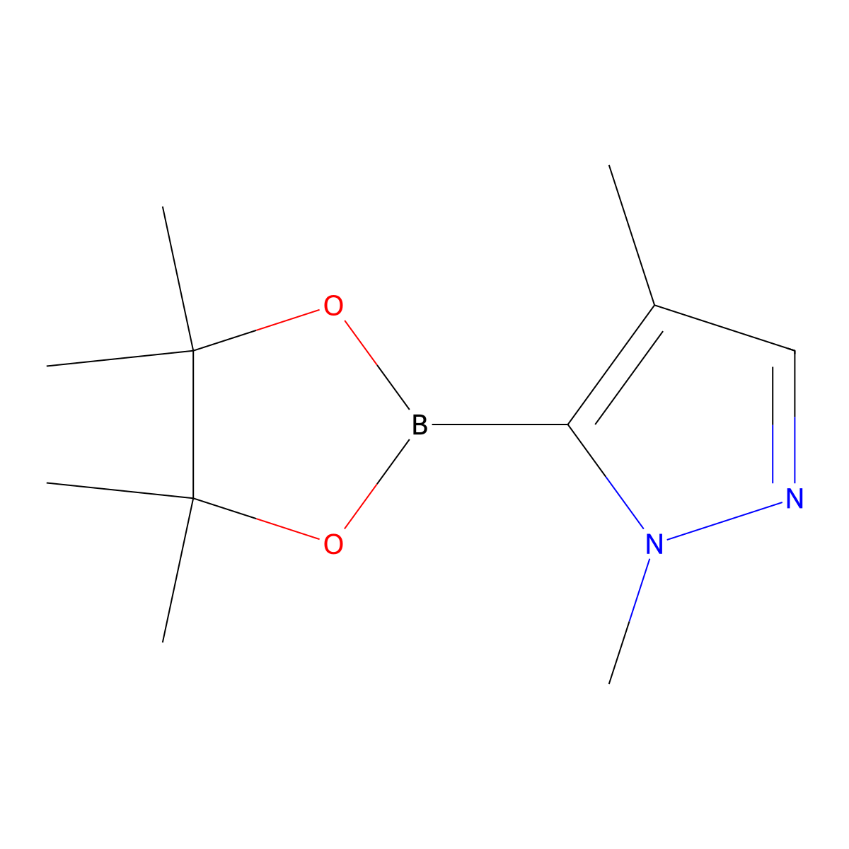 1,4-dimethyl-5-(tetramethyl-1,3,2-dioxaborolan-2-yl)-1H-pyrazole molecular structure, CAS 1047644-76-7