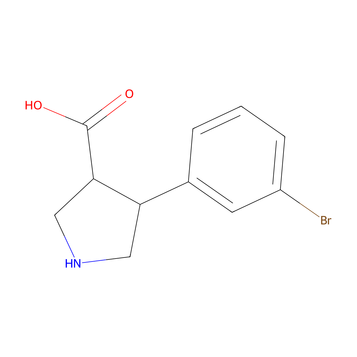 (3S,4R)-4-(3-bromophenyl)pyrrolidine-3-carboxylic acid molecular structure, CAS 1047651-74-0