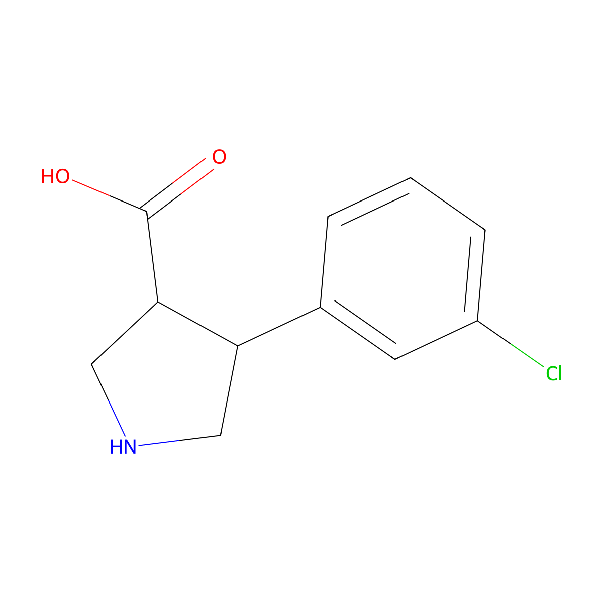 (3R,4S)-4-(3-Chlorophenyl)pyrrolidine-3-carboxylic acid molecular structure, CAS 1047651-80-8