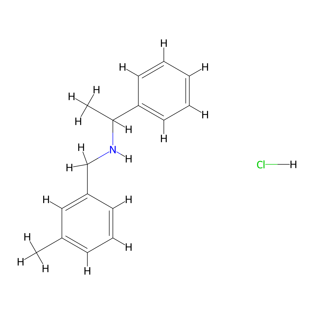 N-(3-methylbenzyl)-1-phenylethanamine hydrochloride molecular structure, CAS 1047652-32-3
