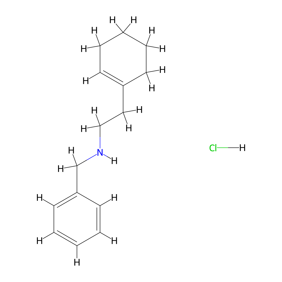 N-benzyl-2-(1-cyclohexen-1-yl)ethanamine hydrochloride molecular structure, CAS 1047652-33-4