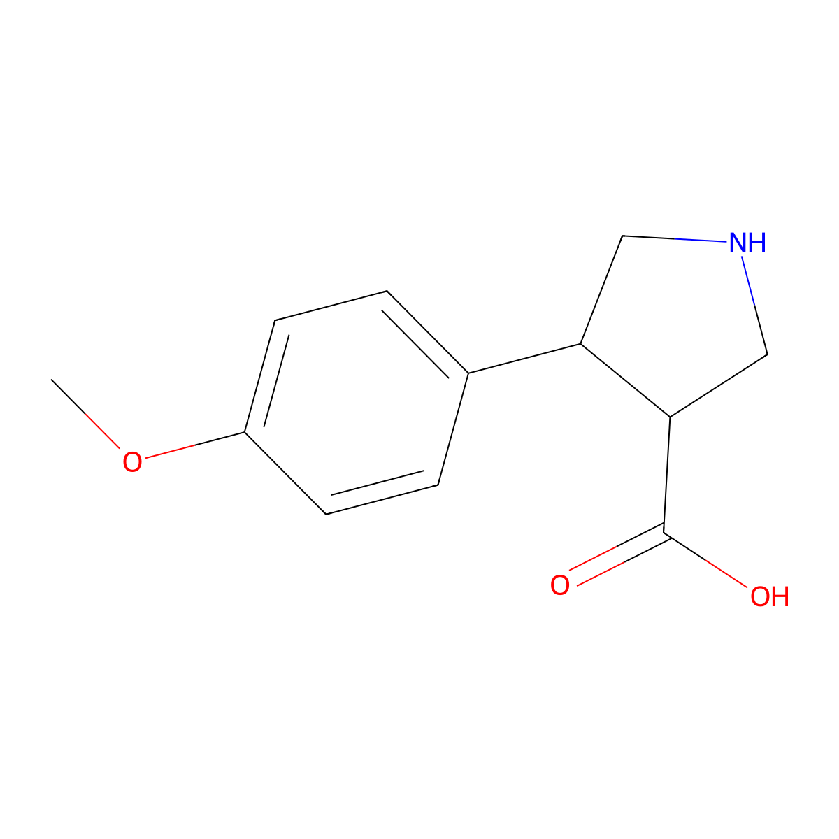 4-(4-Methoxyphenyl)pyrrolidine-3-carboxylic acid molecular structure, CAS 1047653-42-8