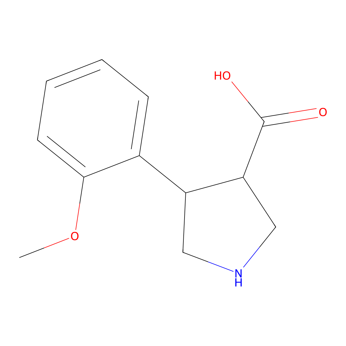 4-(2-Methoxyphenyl)pyrrolidine-3-carboxylic acid molecular structure, CAS 1047654-84-1