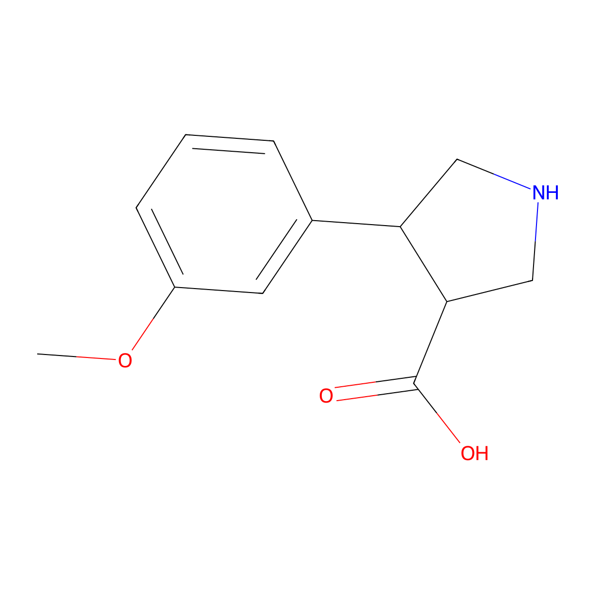 4-(3-Methoxyphenyl)pyrrolidine-3-carboxylic acid molecular structure, CAS 1047654-92-1