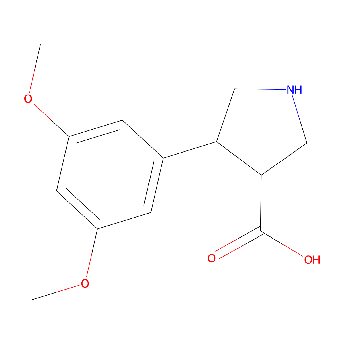 4-(3,5-Dimethoxyphenyl)pyrrolidine-3-carboxylic acid molecular structure, CAS 1047655-22-0