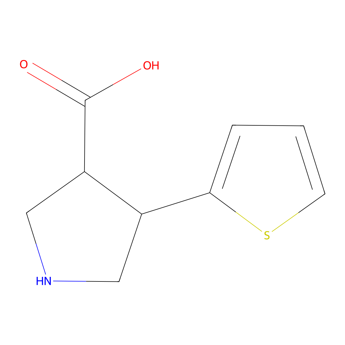 4-(Thiophen-2-yl)pyrrolidine-3-carboxylic acid molecular structure, CAS 1047655-24-2