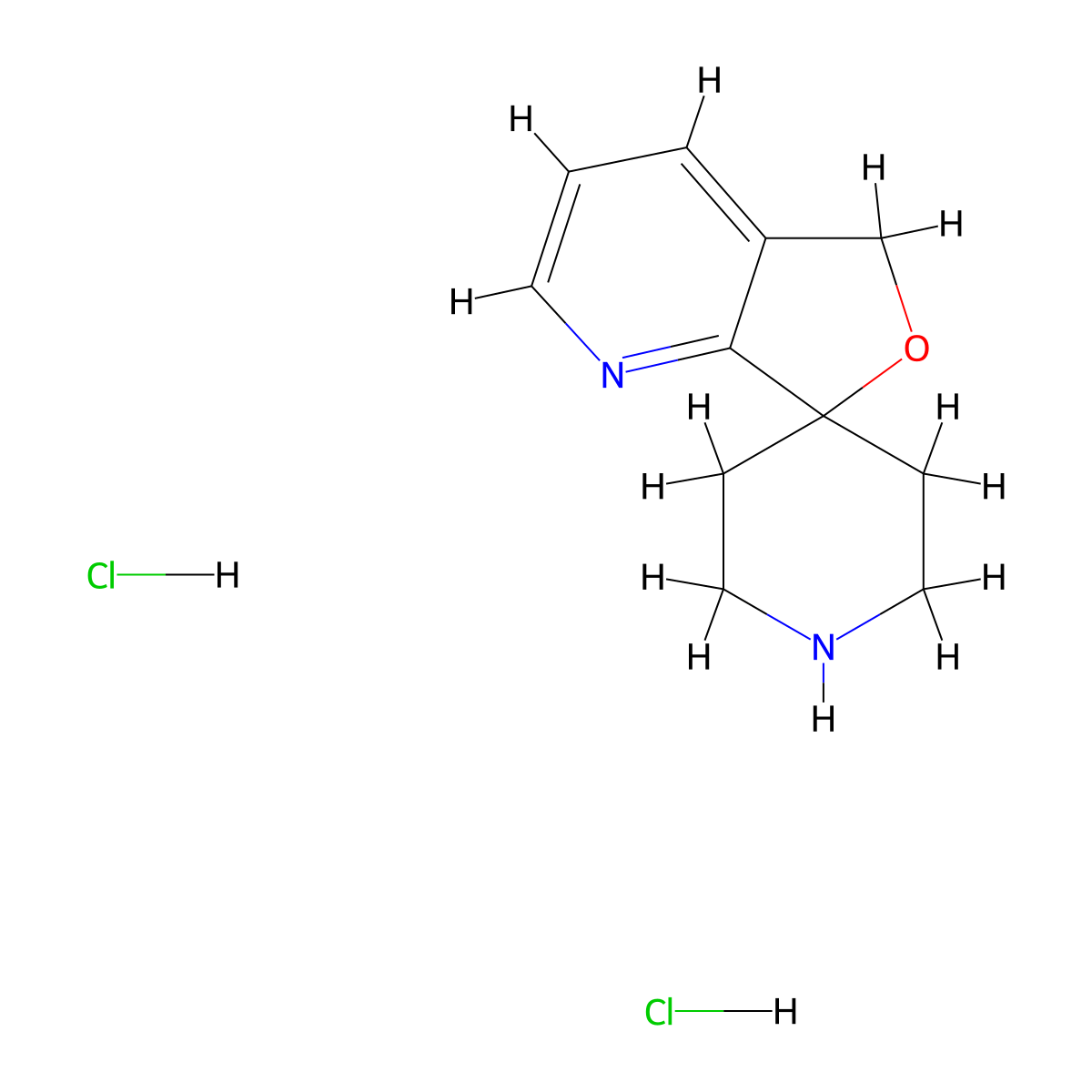 5H-spiro[furo[3,4-b]pyridine-7,4'-piperidine] dihydrochloride molecular structure, CAS 1047655-67-3